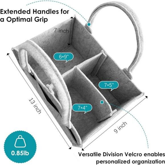 2 Pack Diaper Caddy Organizer Baby Nursery Storage Bin Car Basket Grey - Picture 2 of 8